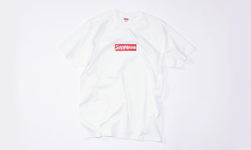 supreme swarovski box logo tee black